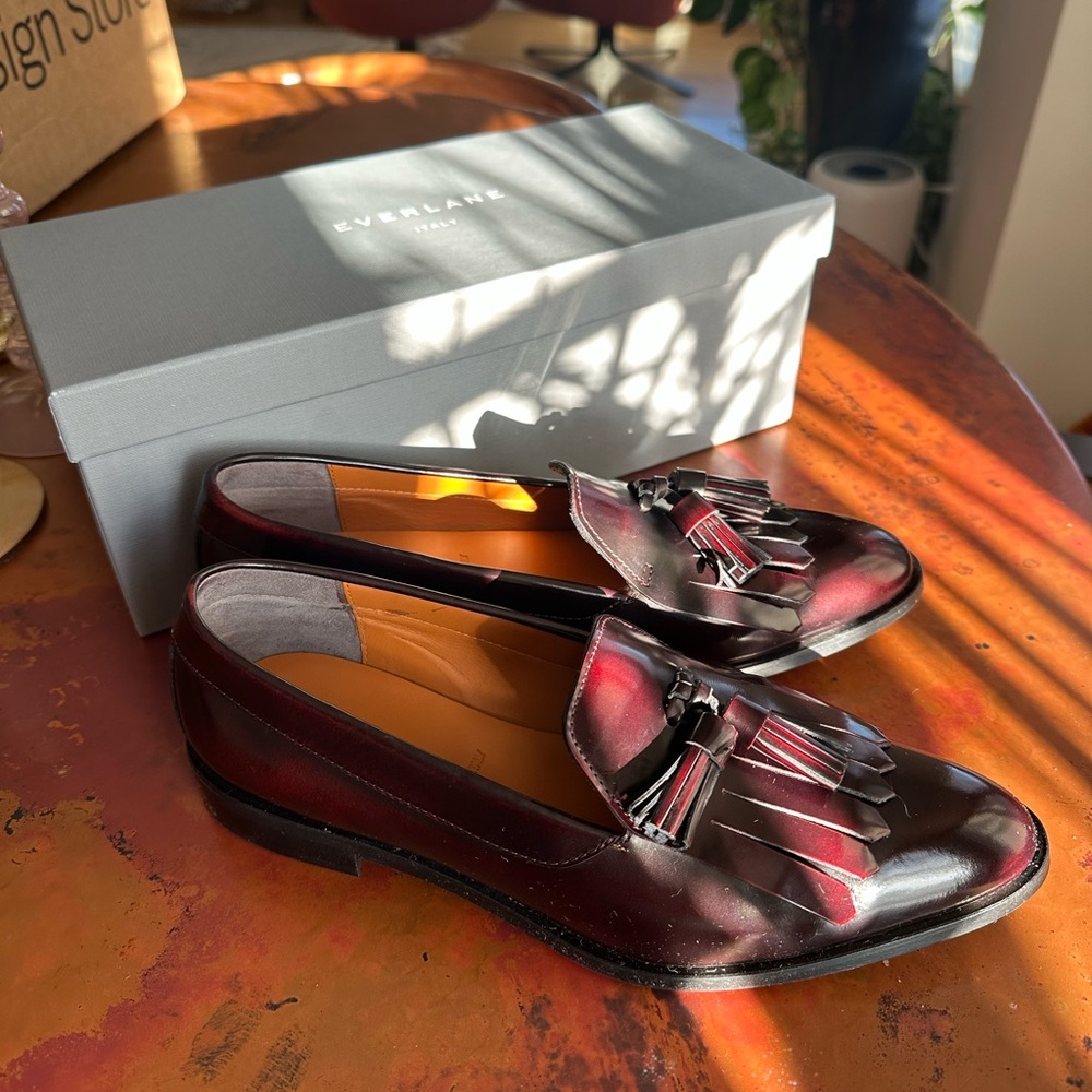 NIB Everlane Modern Tassel Loafer in Oxblood, Made in Italy